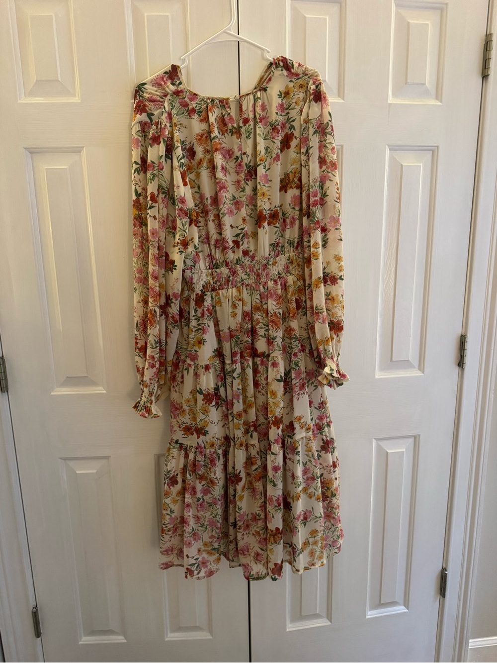 ARULA Cream Dress with Pink & Orange Floral Print - Picture 3 of 4